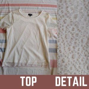 The Limited Cream/White Lace Overlay Top